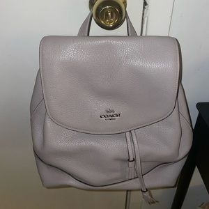 Coach Grey leather drawstring backpack
